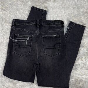 Size 10 AEO Next Level Stretch Black/Gray Distressed Skinny Jeans